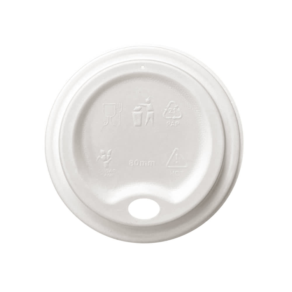 Ecoware Sugarcane Cup Lid 80mm 50 (Pack)