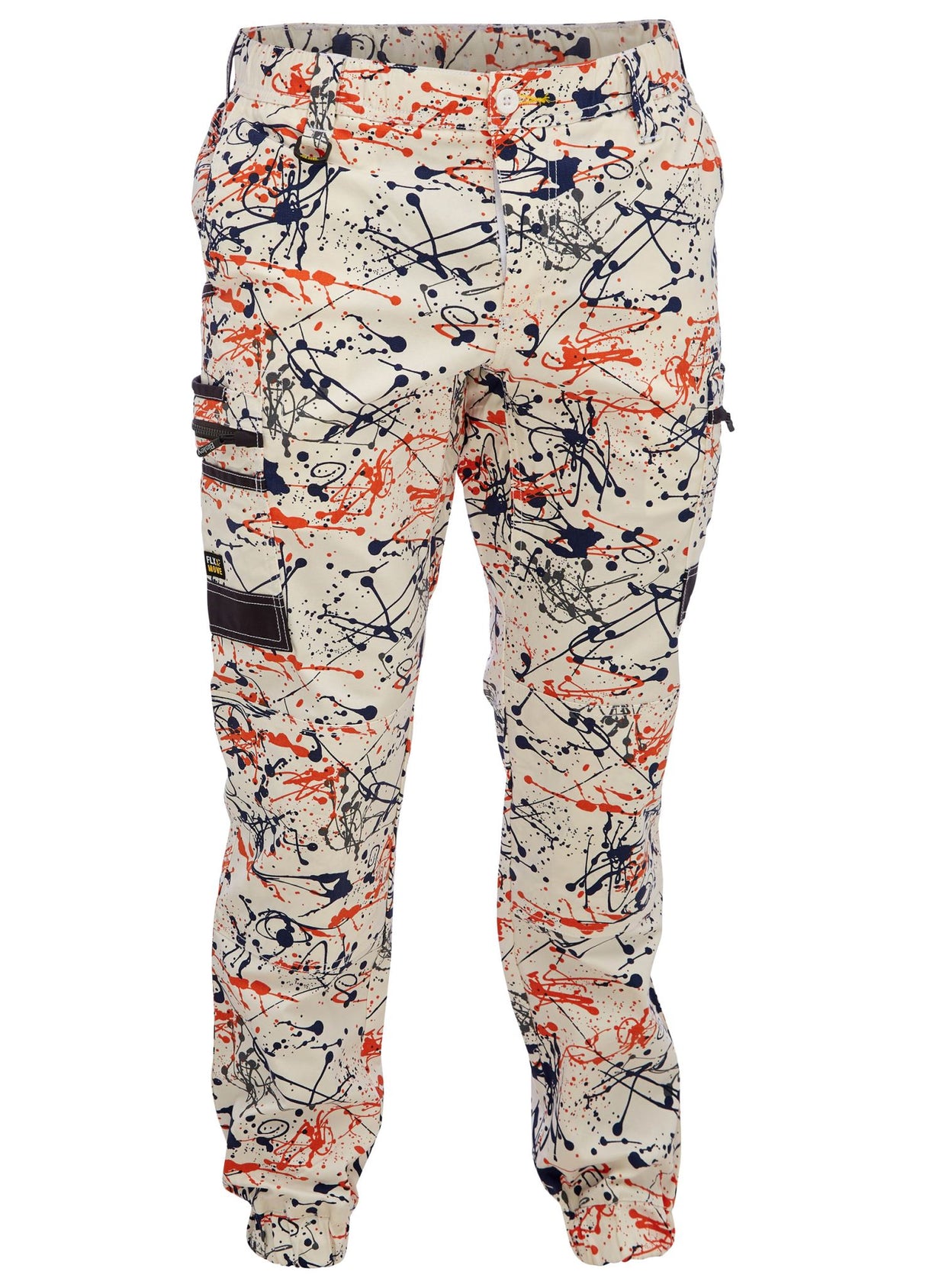 Bisley, FLX & MOVE Stretch Camo Cargo Pant - Orange/Paint (Size: 107)
