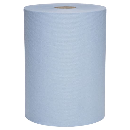 Scott 1-ply Slimroll Paper Towels in blue, 176m per roll, ideal for compact spaces and certified for food safety. Case of 6.
