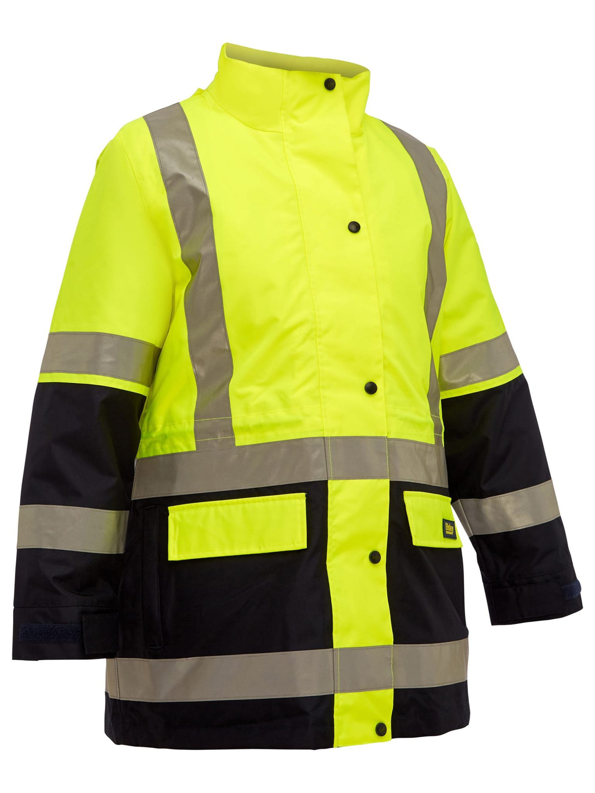 Bisley, Women's Hi Vis 5-in-1 Rain Jacket, BKL6975 - Yellow/Navy (Size: 10)