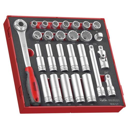 Teng 1/2" Dr. Skt & Acc Set 10-24mm - TTD-Tray 27 Piece Set
