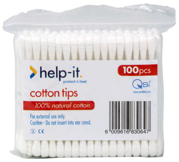 Premium cotton tip applicators in a 100-bag; flexible, double-ended, and perfect for beauty, hygiene, and delicate cleaning.