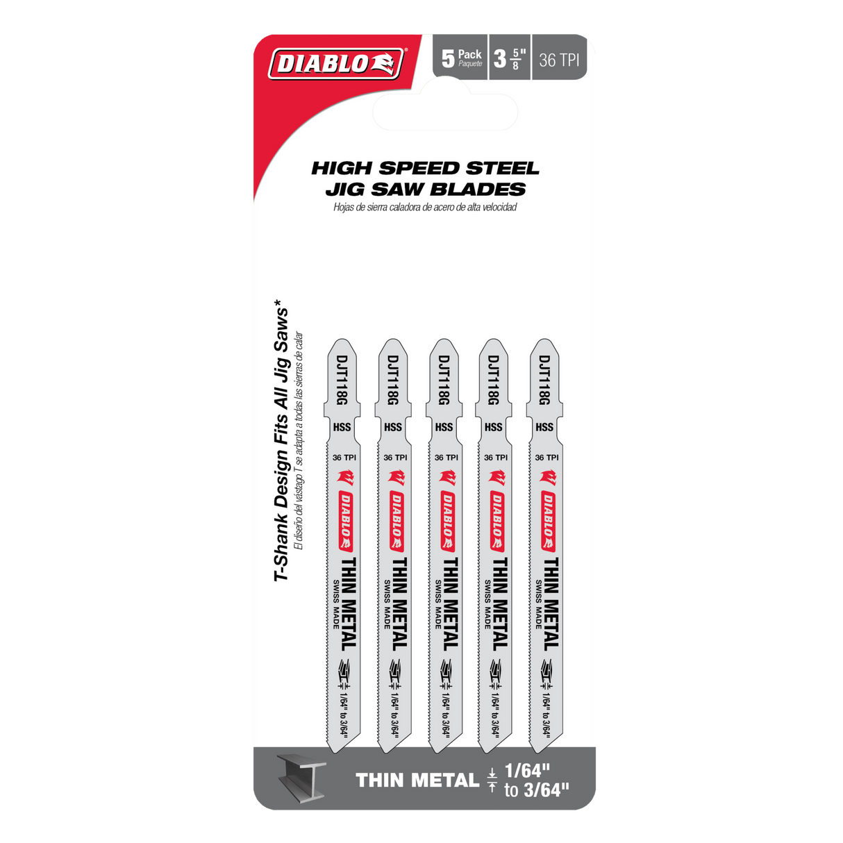 Diablo High Speed Steel Jigsaw Blade 92mm Pack of 5