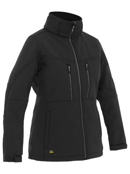 Bisley, Women's FLX & MOVE Soft Shell Jacket - Black (Size: 14)