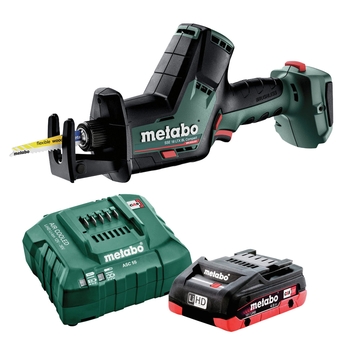 Metabo 18V 4.0Ah Recip Saw SSE18LTXBLCOMP1HD4.0 (Kit)