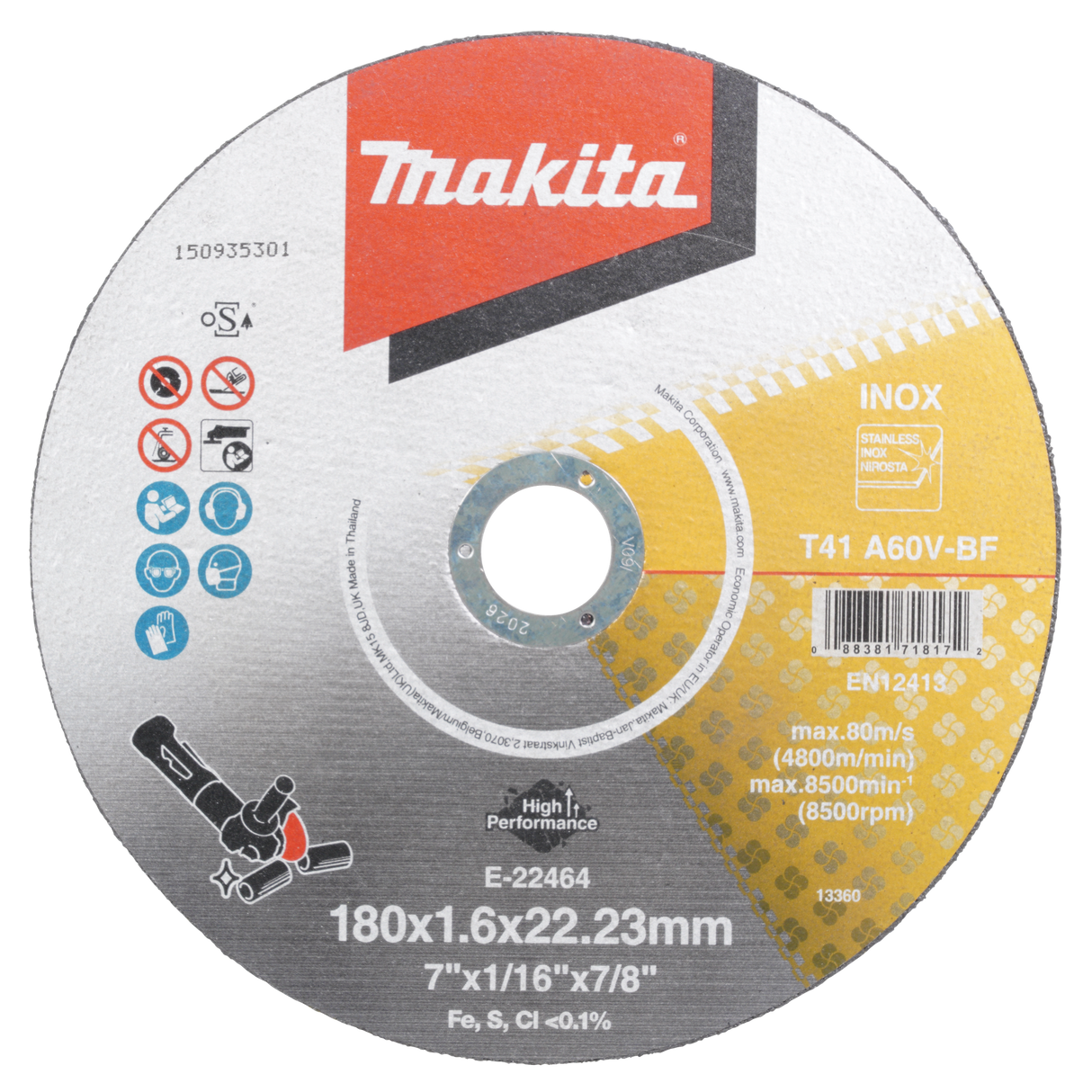 Makita Cut Off Wheel 180 x 1.6mm (Each)