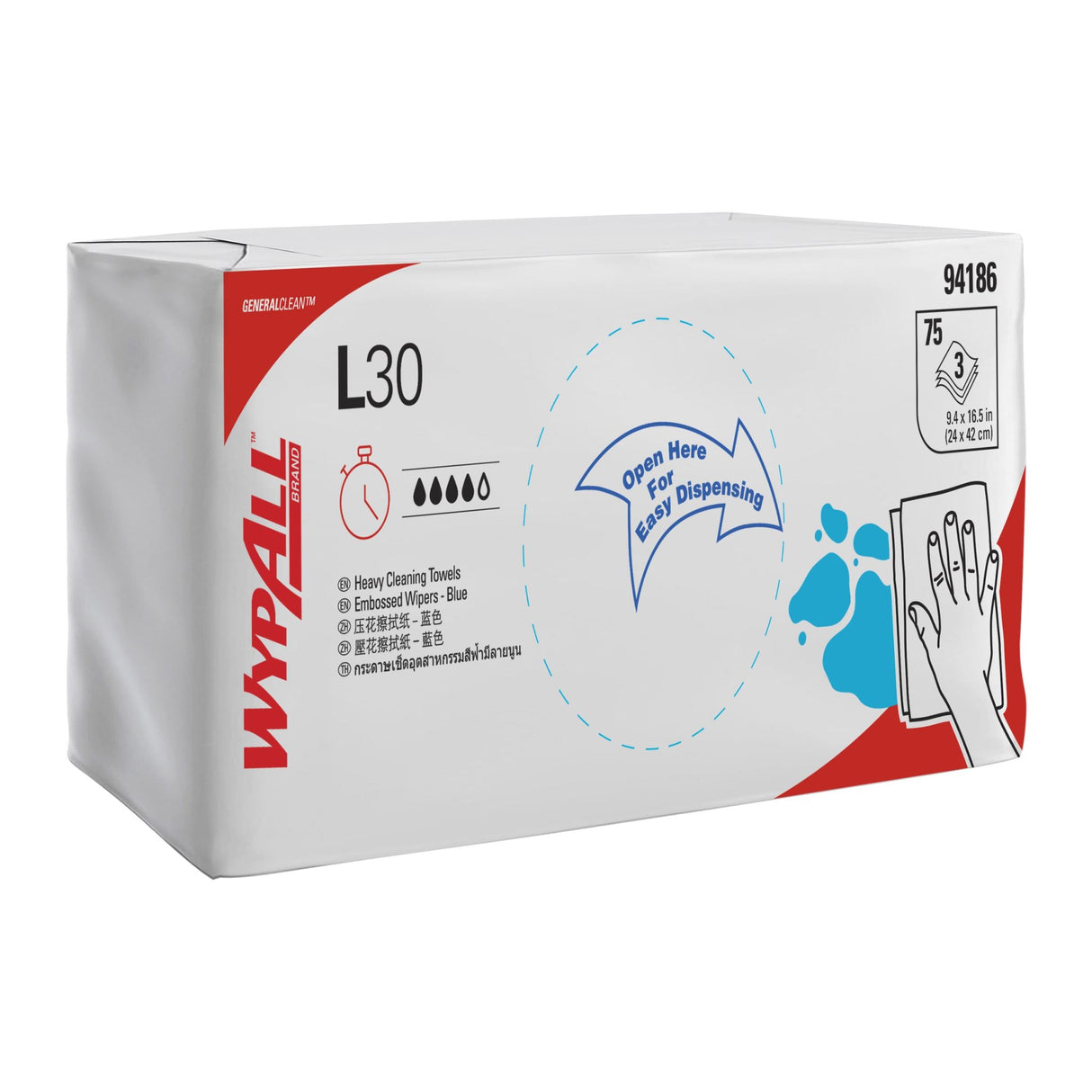 Wypall 94186 L30 Blue Wiper Carton of 10 Packs