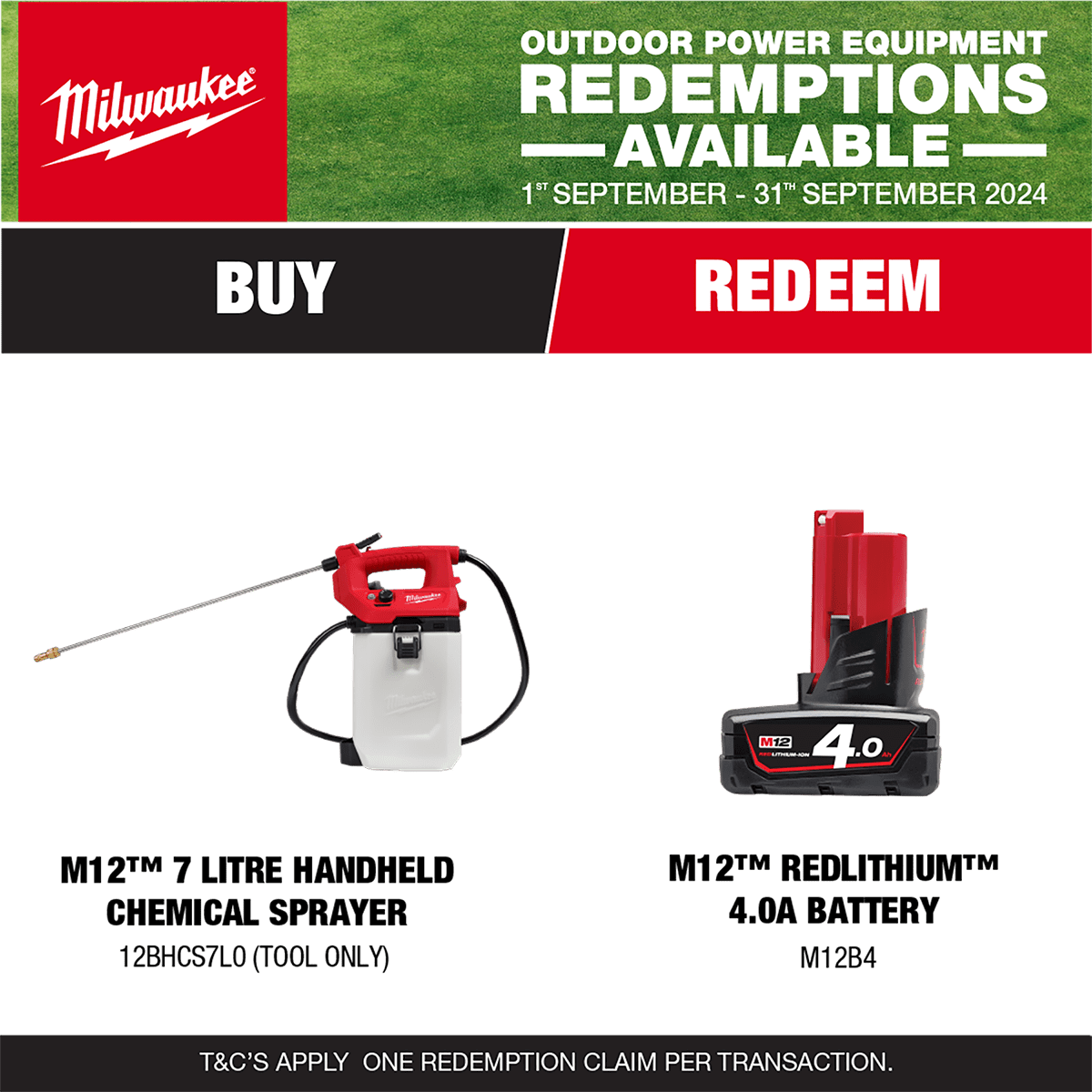 Milwaukee M12 Handheld Cordless Chemical Sprayer 7L (Each)