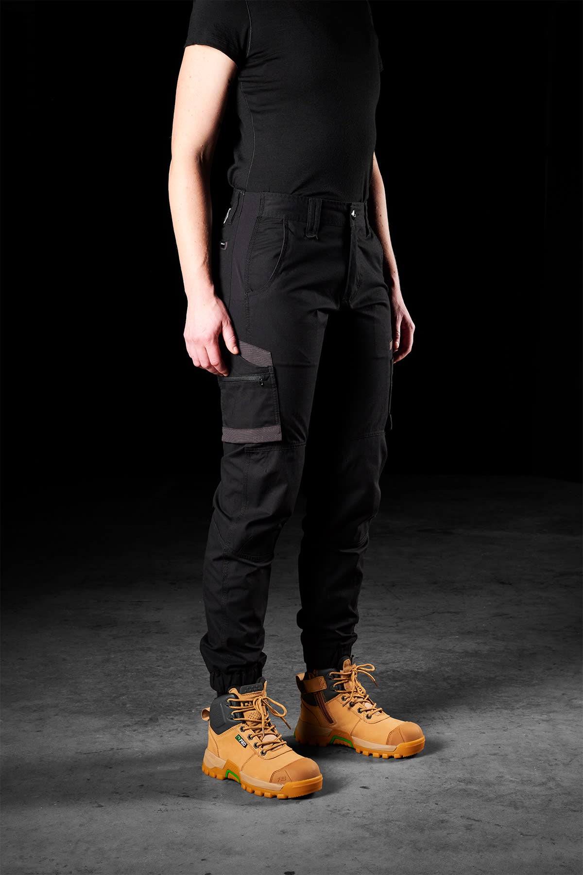 FXD Womens Cuffed Stretch Ripstop Work Pants WP-8W - Black - 14