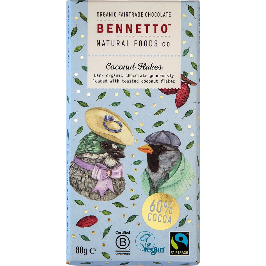 Bennetto Chocolate Coconut Flakes Dark Choc Block 80g