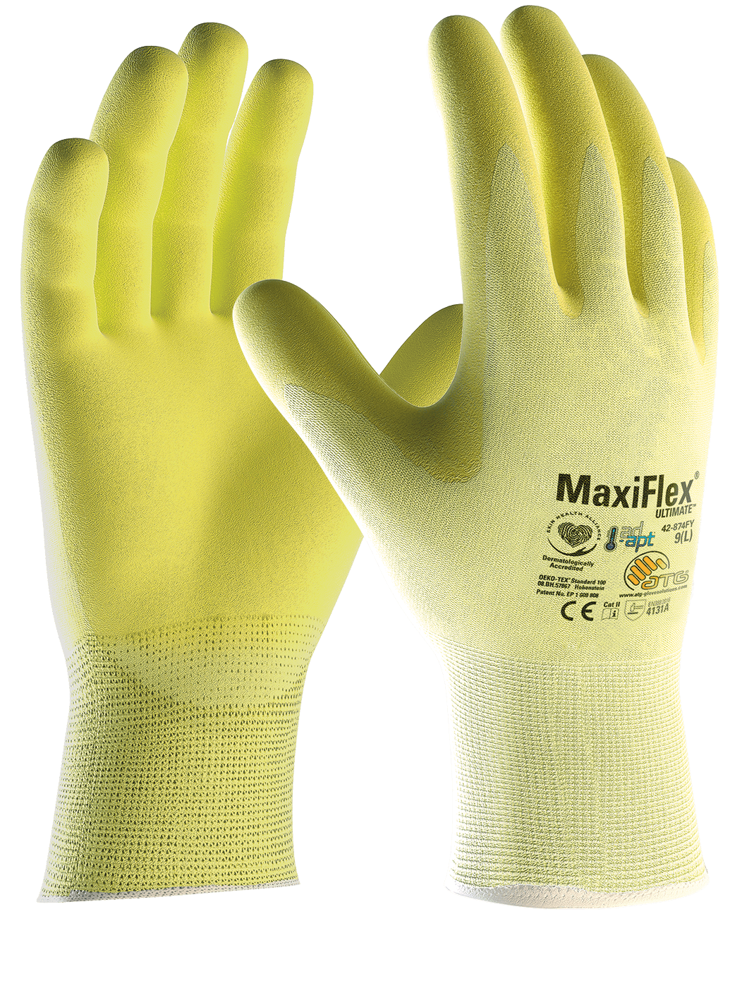 ATG MaxiFlex Ultimate 42-874FY Gloves Sizes 7 - 12 (Pair) - Fluoro Yellow - 11