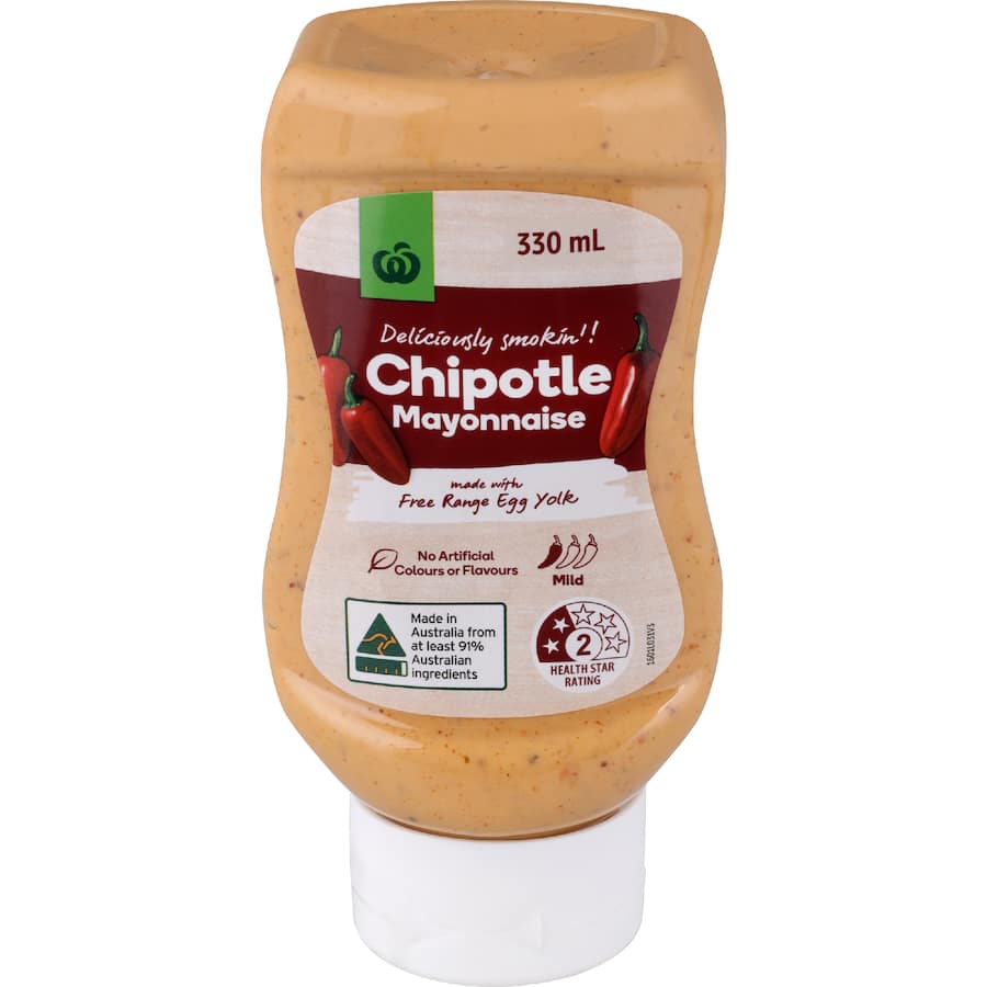 Woolworths Mayonnaise Chipotle - Squeeze bottle 330mL
