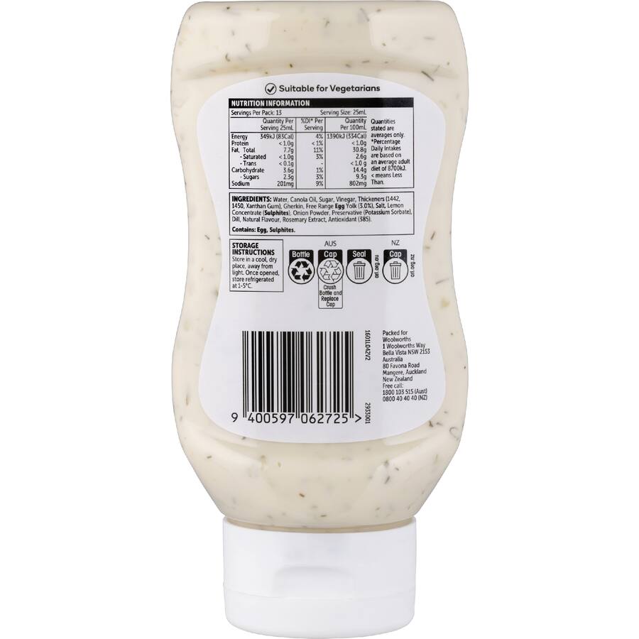 Woolworths Mayonnaise Pickle - Squeeze bottle 330mL