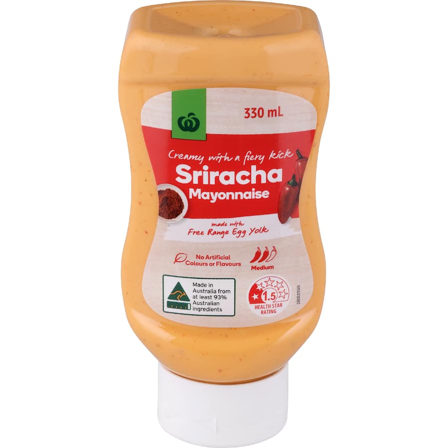 Woolworths Mayonnaise Sriracha - Squeeze bottle 330mL