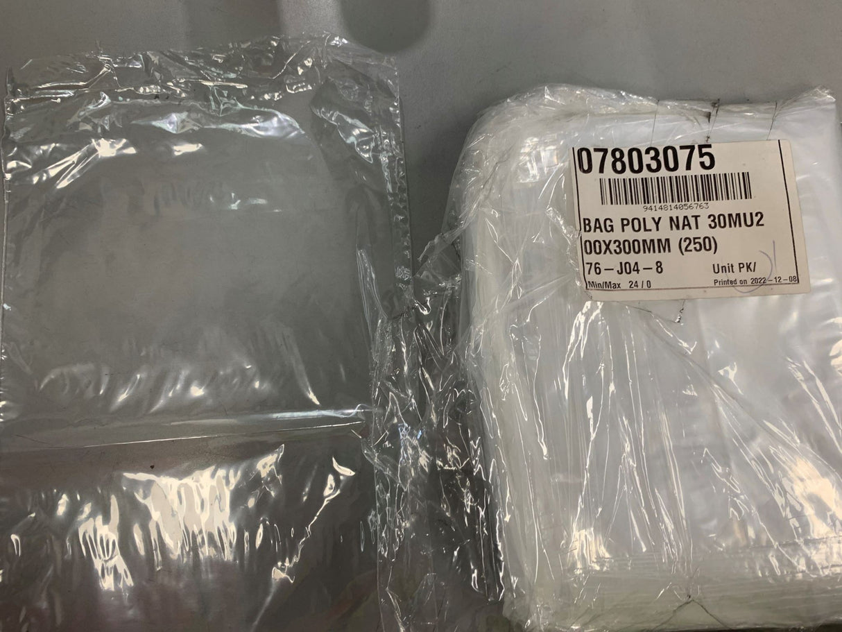 Plastic Bag 30mu 200x300mm 250pk