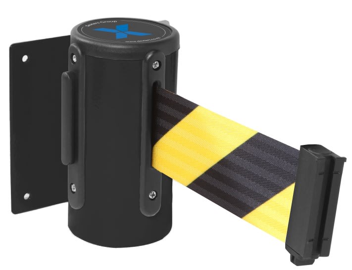 Wall Mount Retractable Belt, 4.87m, black/yellow b