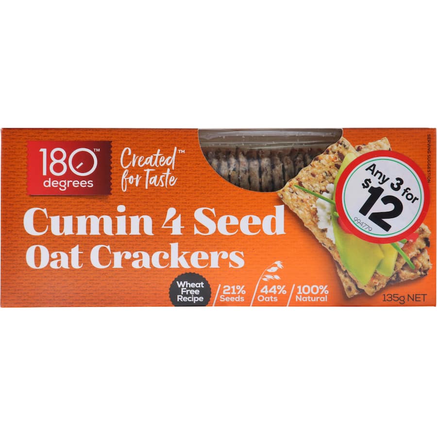 180 Degrees 4 Seed Oat Crackers Cumin 135g