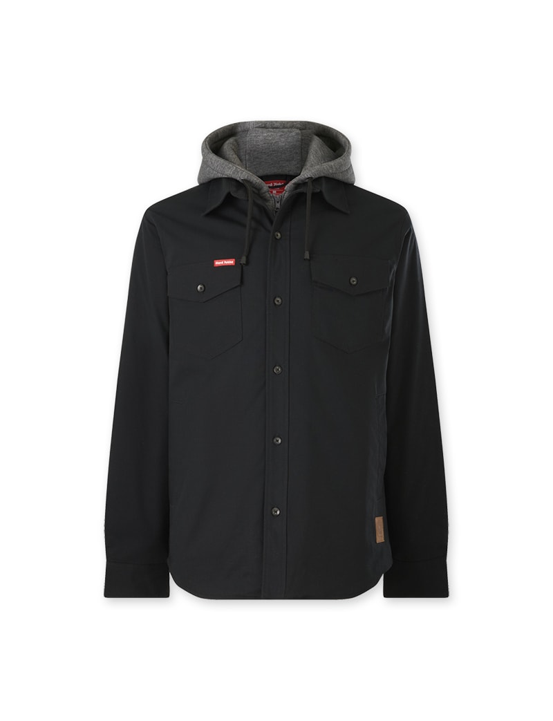 Hard Yakka, Quilted Solid Shacket, Y06691 - Black (Size: L)