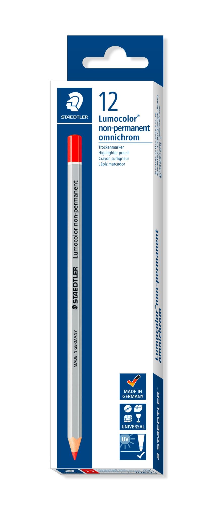 Lumocolor Omnichrom Non Permanent Pencil - Red (Pack of 12)