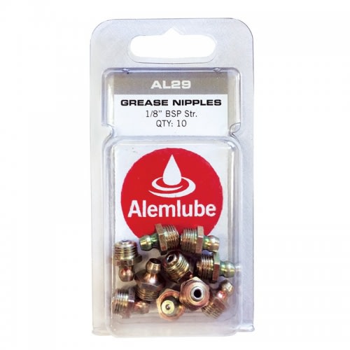Alemlube Grease Nipple Straight 1/8 BSP 10 pack