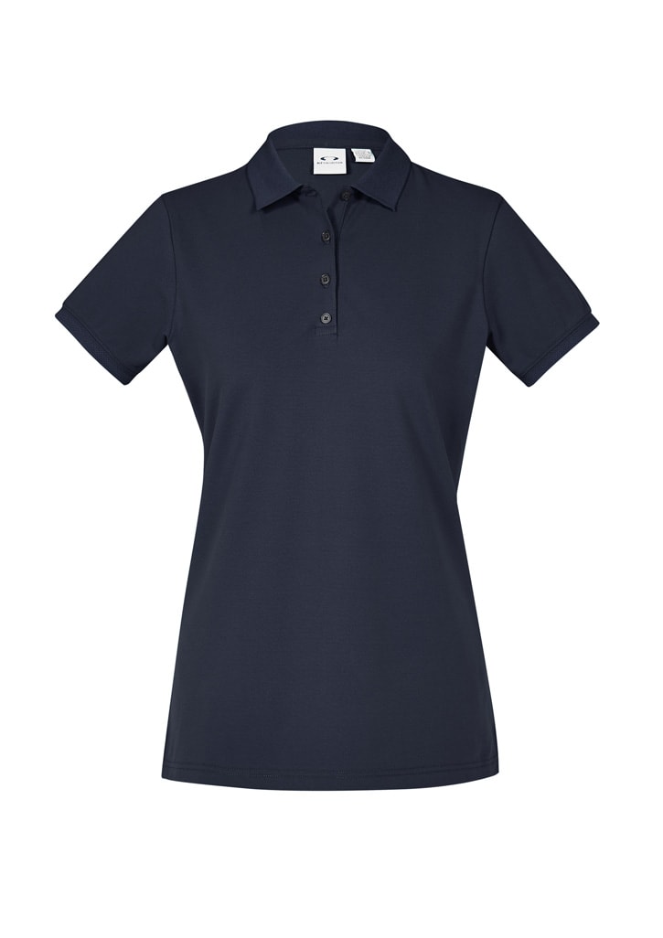 Womens City Short Sleeve Polo - Black - Navy (Size: 20)