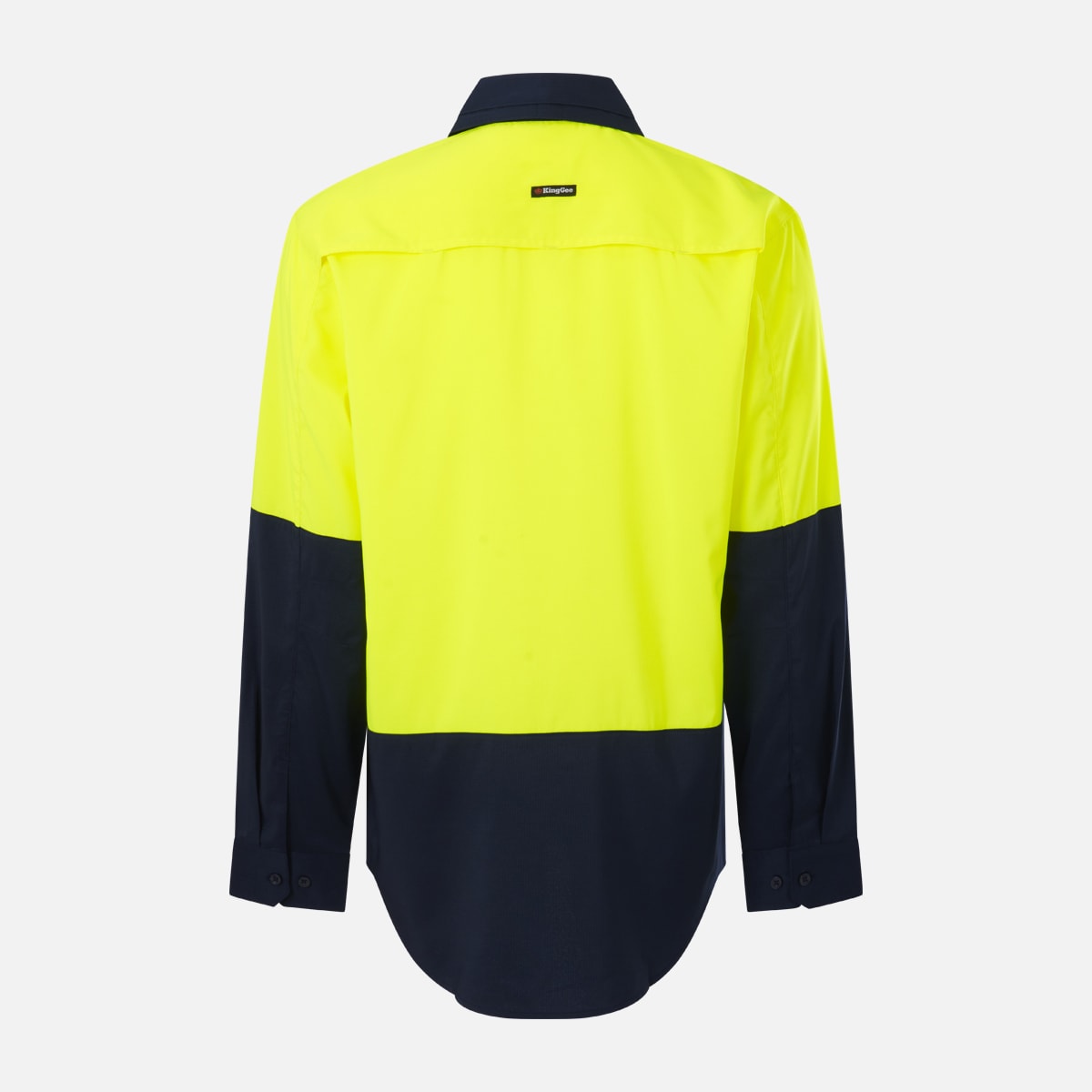 KingGee K54036 Men's Drycool Hi Vis Spliced Shirt - Orange/Navy - XS