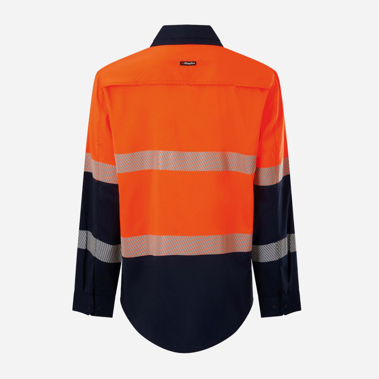 KingGee K54037 Men's Drycool Hi Vis Taped Shirt - Orange/Navy - 5XL