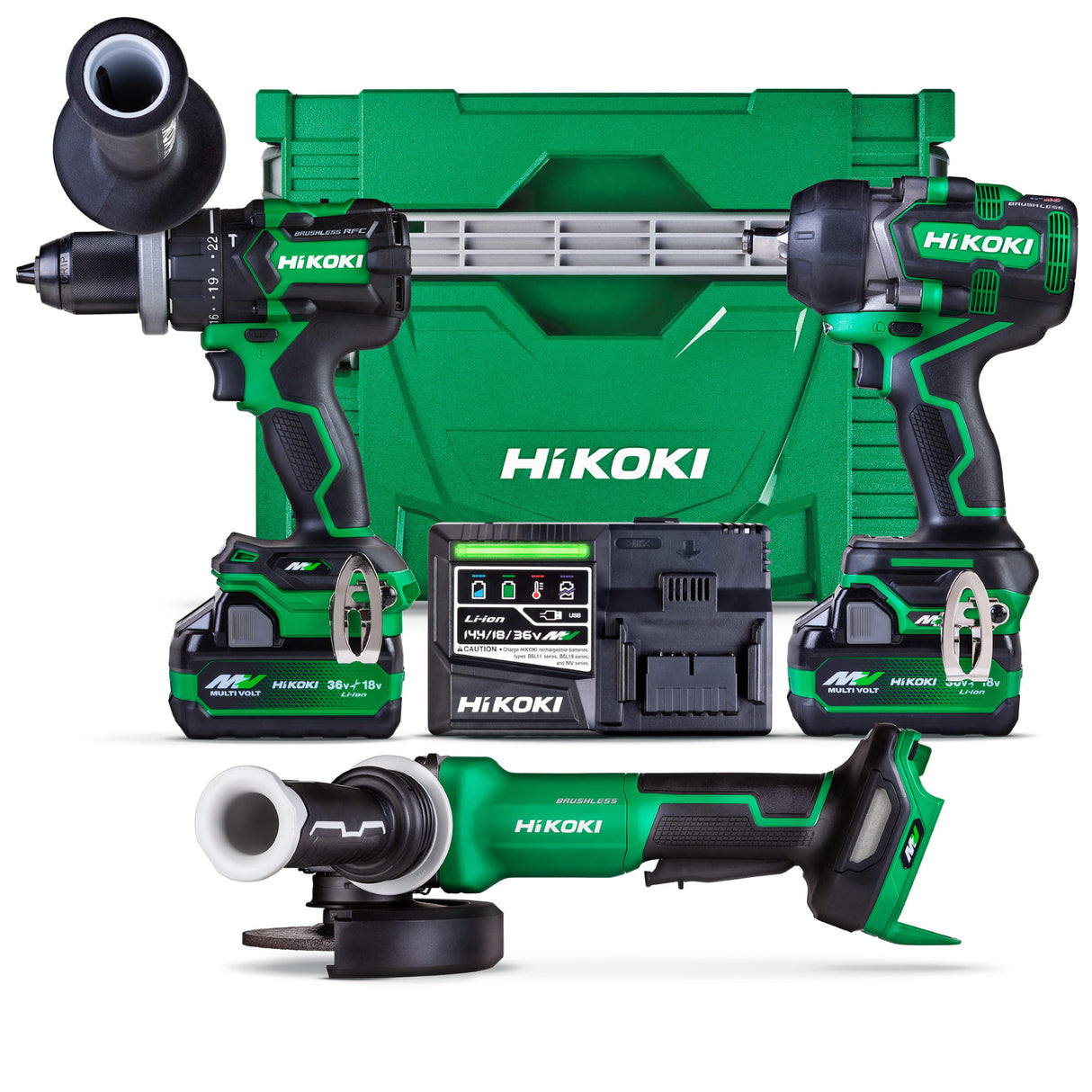 HiKOKI 36V Drill/Wrench/Grinder KC363DRBL(GRZ) 3 Piece (Combo Kit)