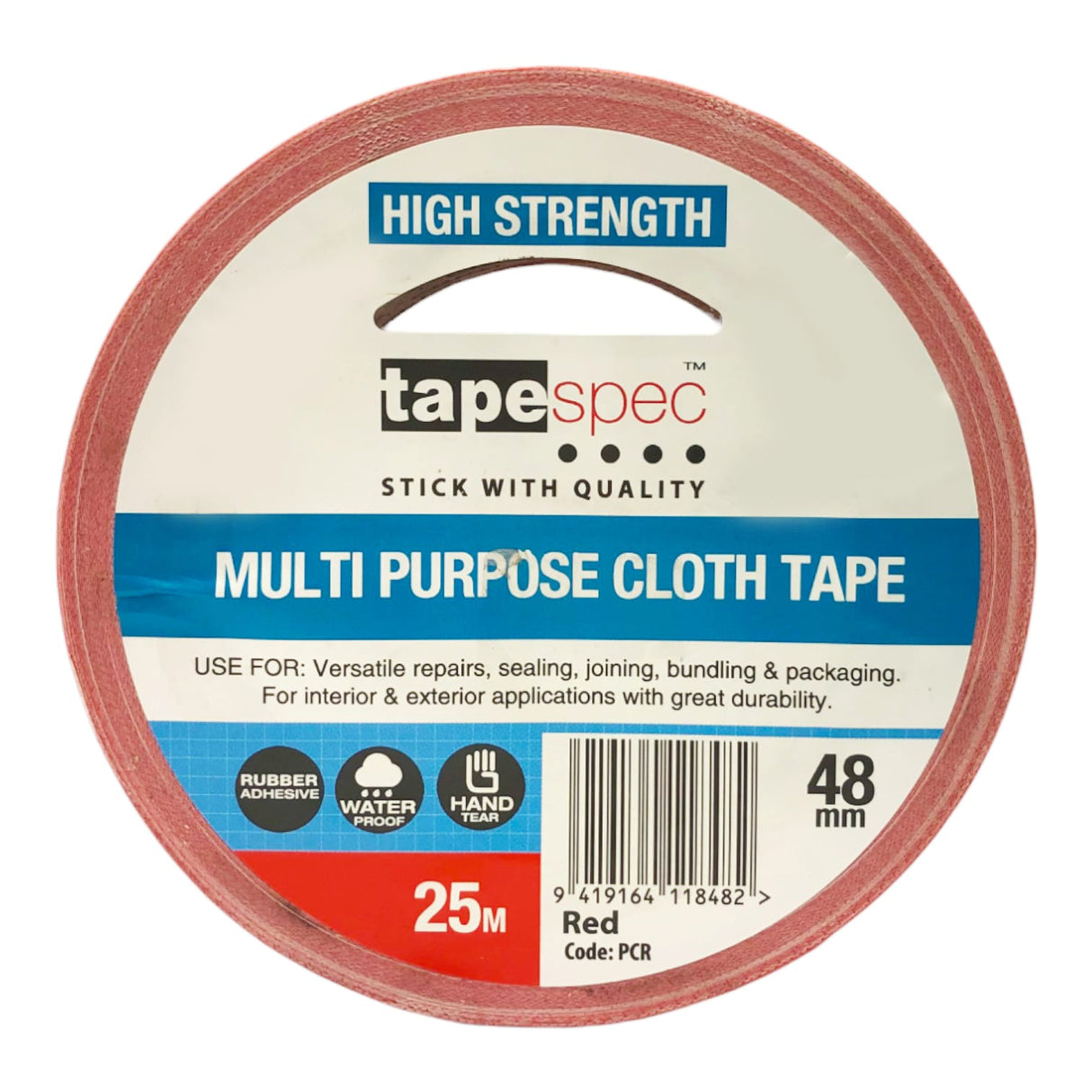 Premium Cloth Tape Red 48mmx25mtr 0.31mm 48mm x 25m 1 (Roll)