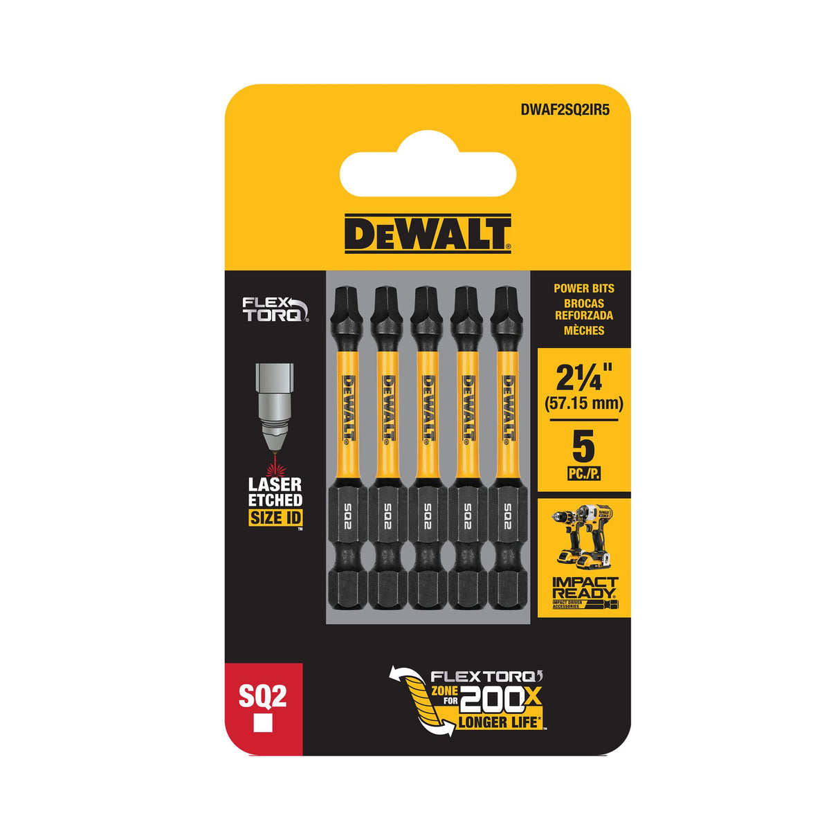 DeWalt SQ2 FLEXTORQ Screwdriver Bit 57mm 5 (Pack)