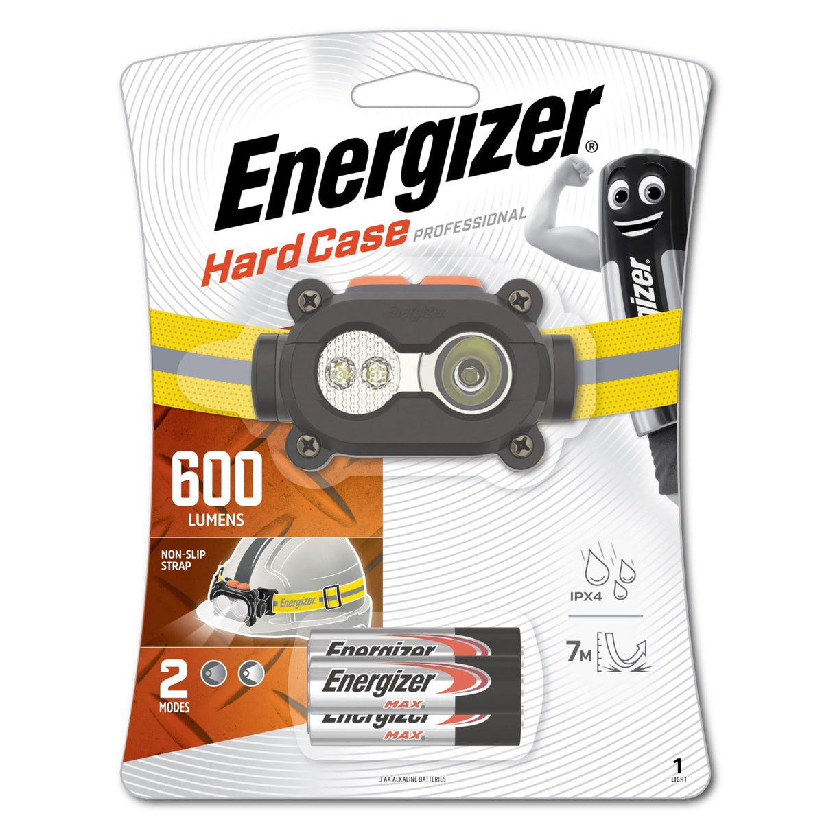 Hardcase Pro Headlight 600 Lumens Black & Grey