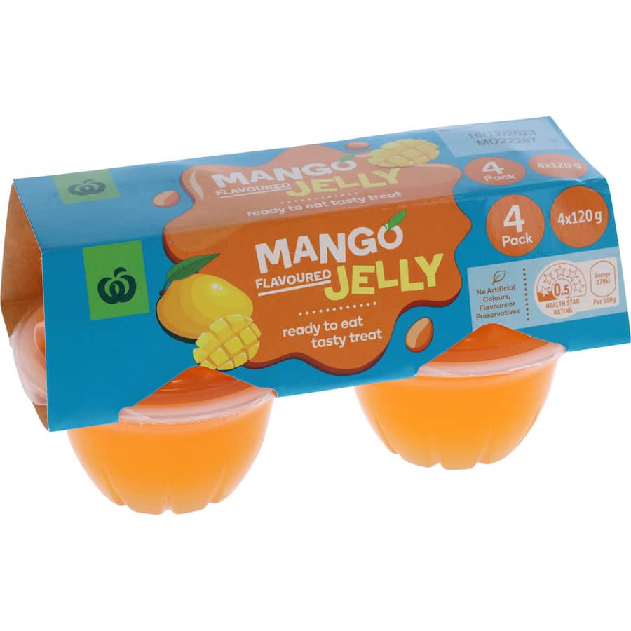 Woolworths Jelly Mango Flavoured 120g pottles 4pack