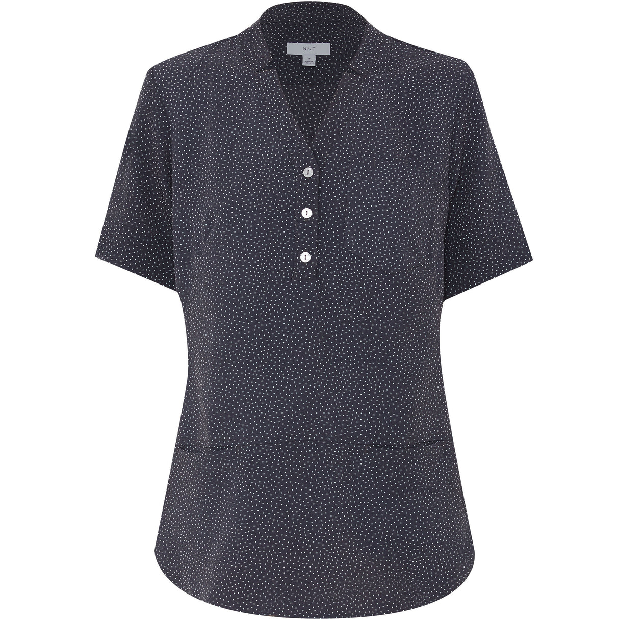 NNT Silvi Spot Print Short Sleeve Tunic CAT9XP - Char/White (Size: 22)