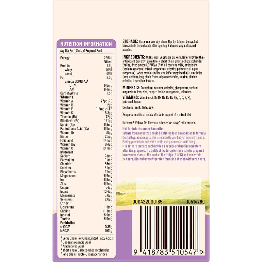 Karicare Stage 2 Follow-on Formula From 6-12 Months Sachets 4x30.4g
