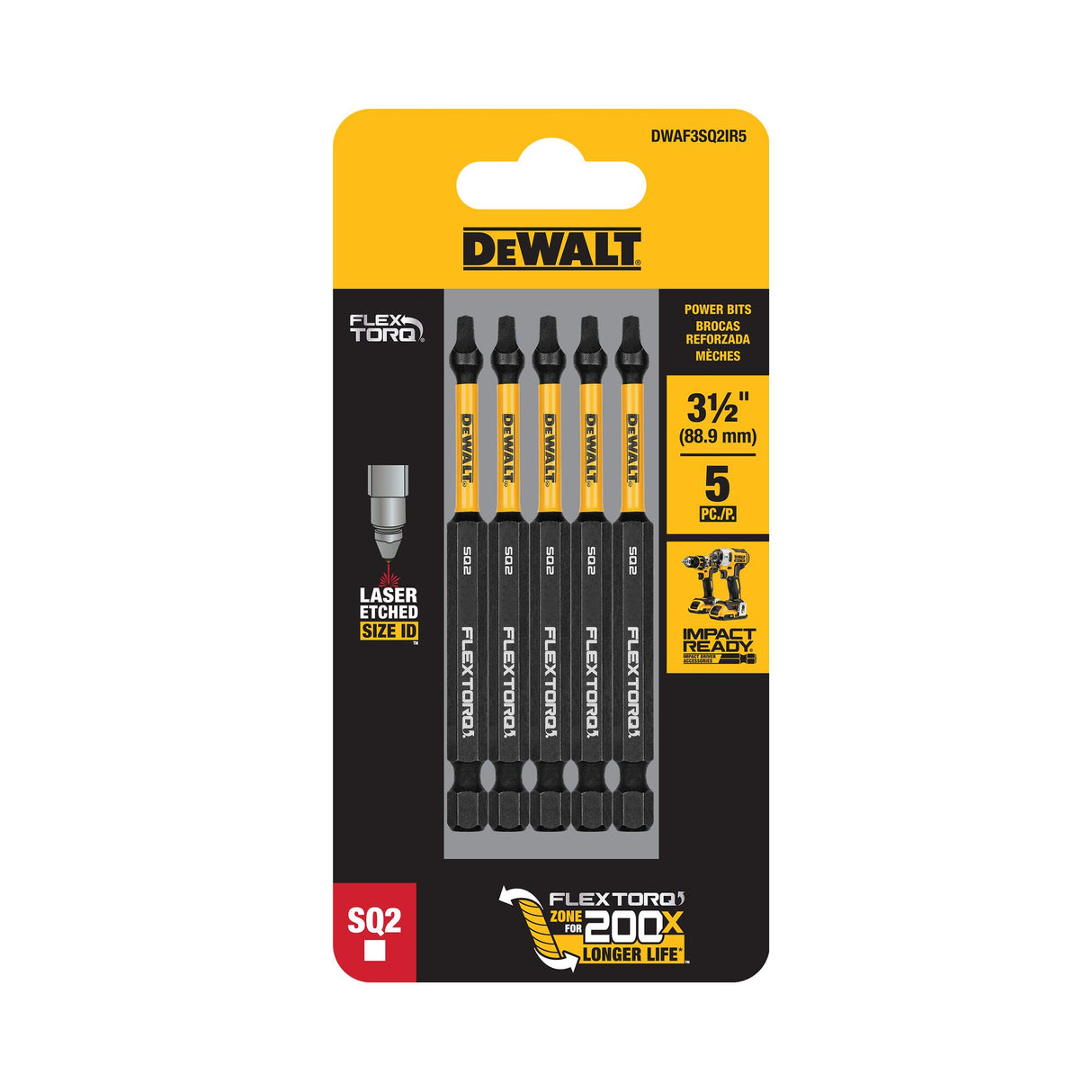 DeWalt SQ2 FLEXTORQ Screwdriver Bit 89mm 5 (Pack)