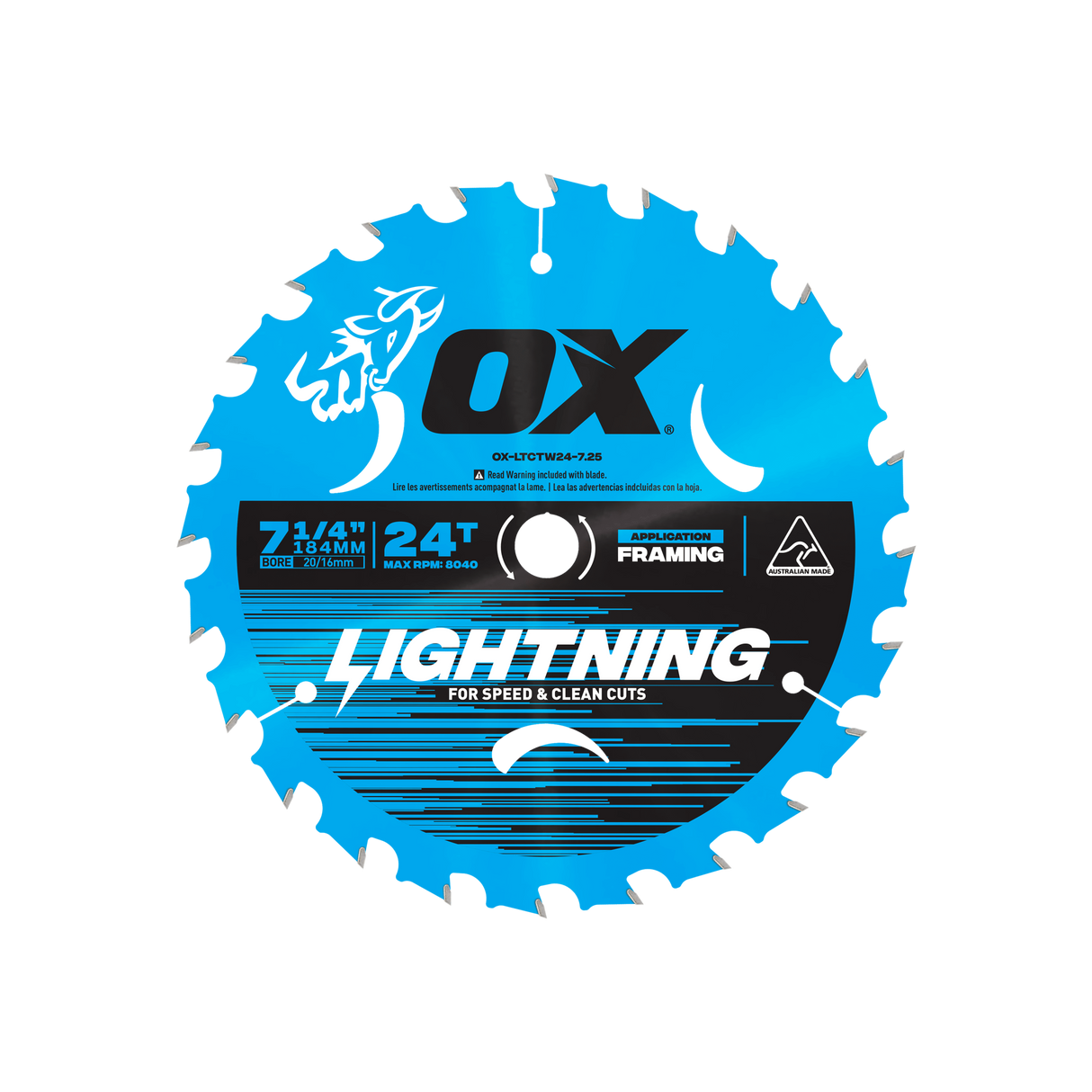 OX Pro Lightning Circular Saw Blade | 24T 184mm