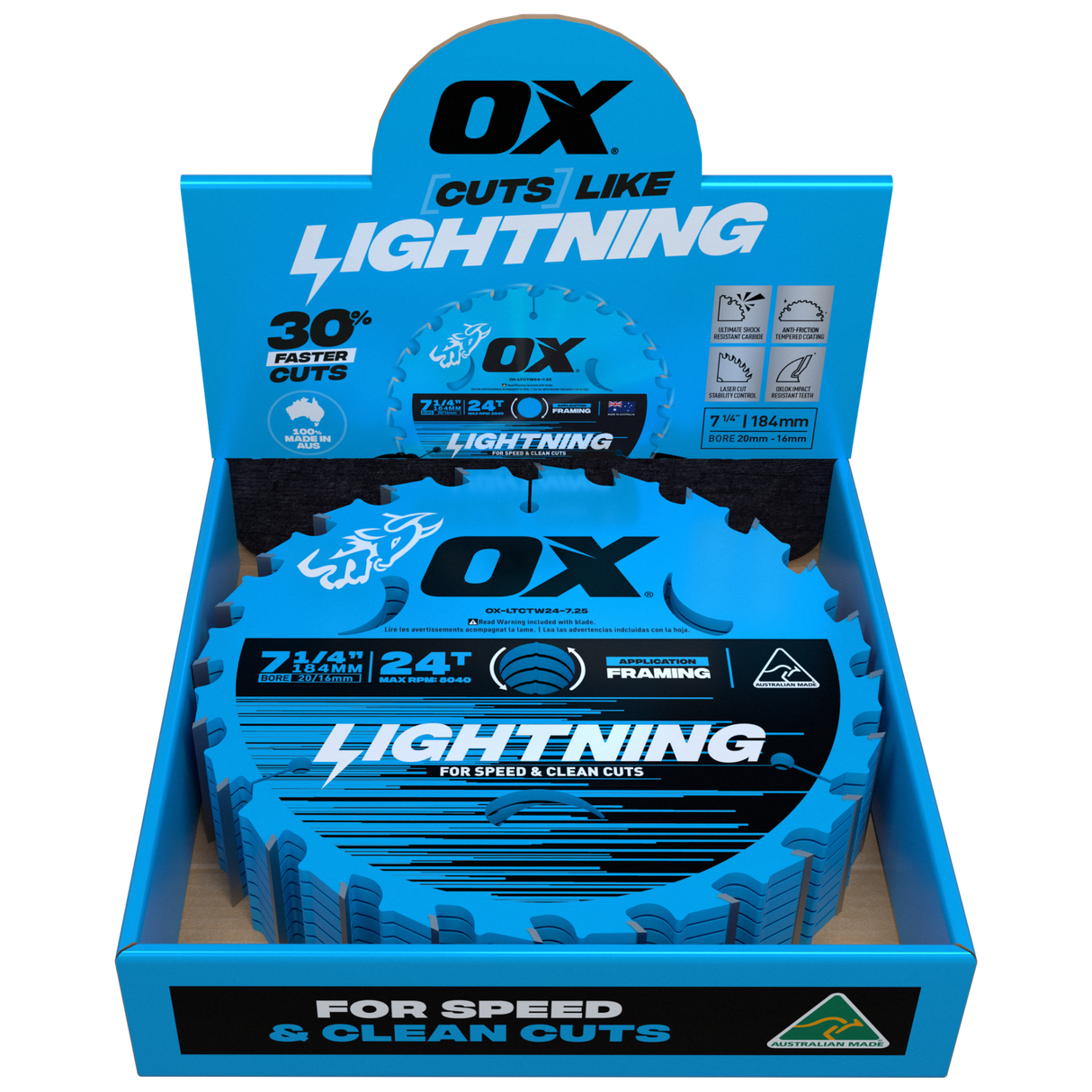 OX Pro Lightning Circular Saw Blade | 24T 184mm 10 (Pack)