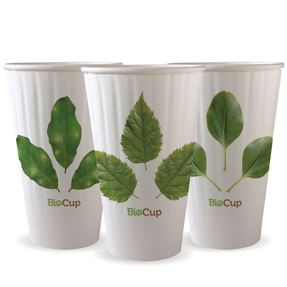 BioPak 90mm Leaf Double Wall Hot BioCup 16oz/460ml 40 (Pack)