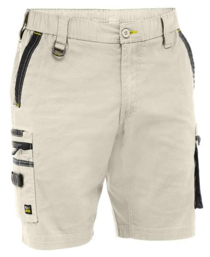 Bisley, FLX & Move Elastic Waist Short, BSHC1338 - Stone (Size: 107)