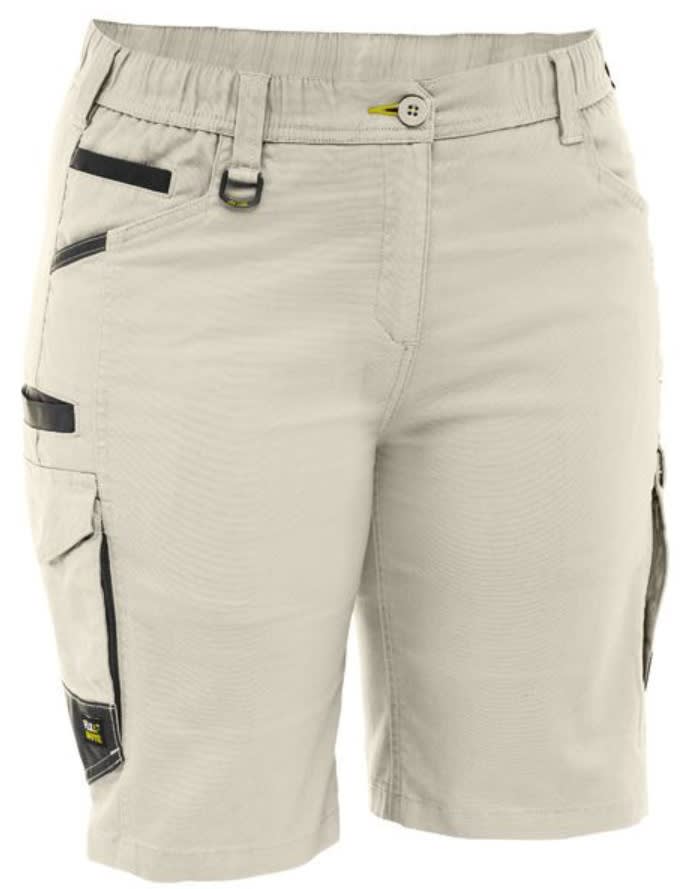 Bisley, FLX & Move Women's Elastic Waist Short - Stone (Size: 24)