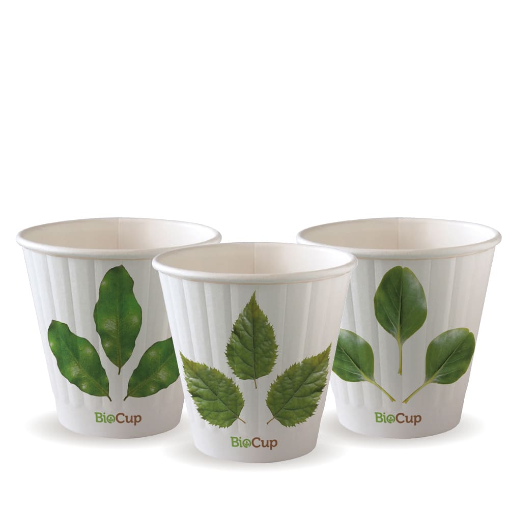 BioPak 80mm Leaf Double Wall Hot BioCup 8oz/255ml 50 (Pack)