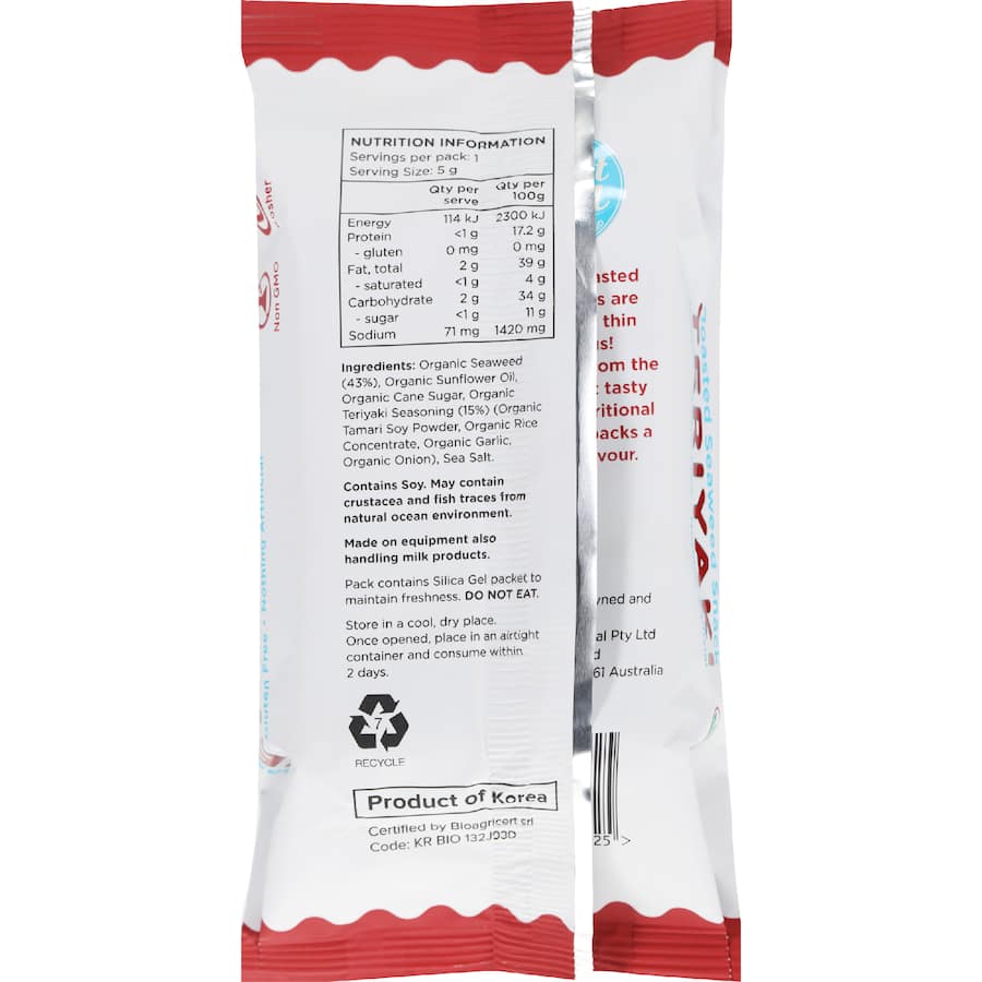 Honest Sea Seaweed Snack Teriyaki 5g