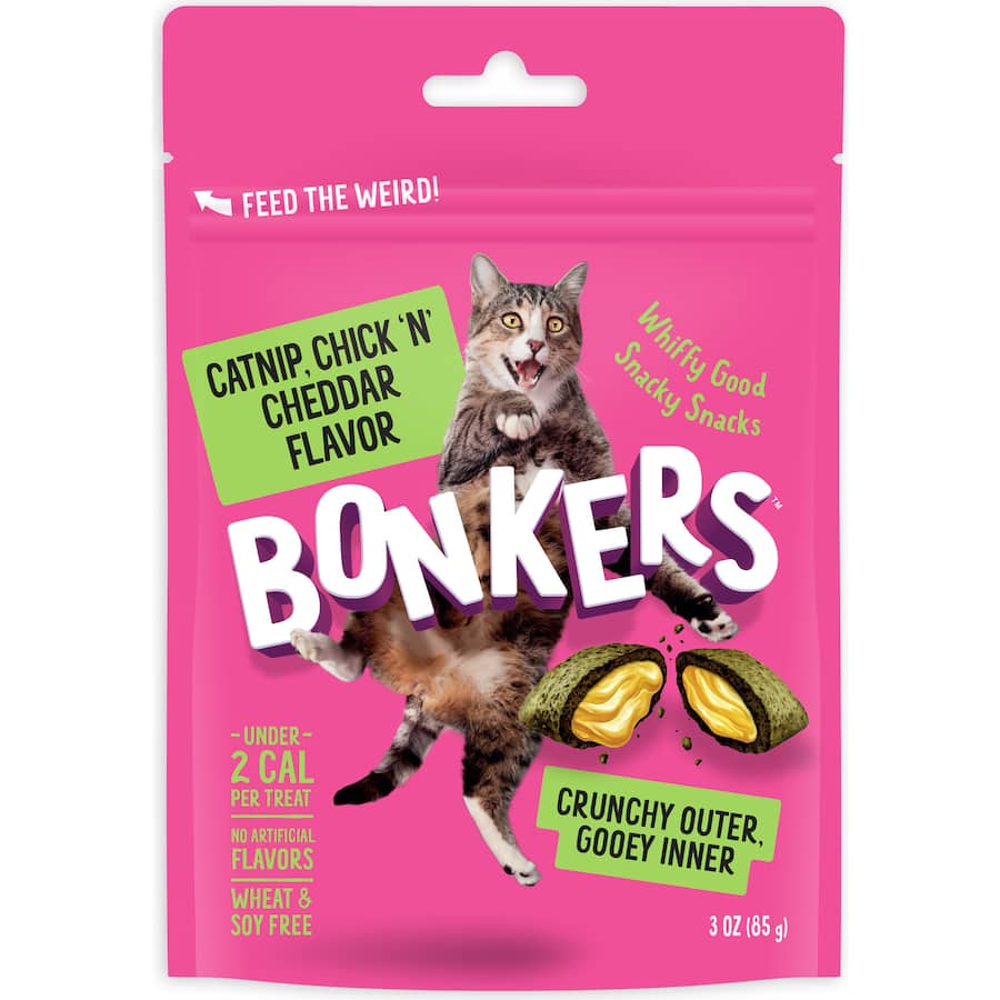 Bonkers Cat Treats Catnip Chicken Cheddar Pouch 85g