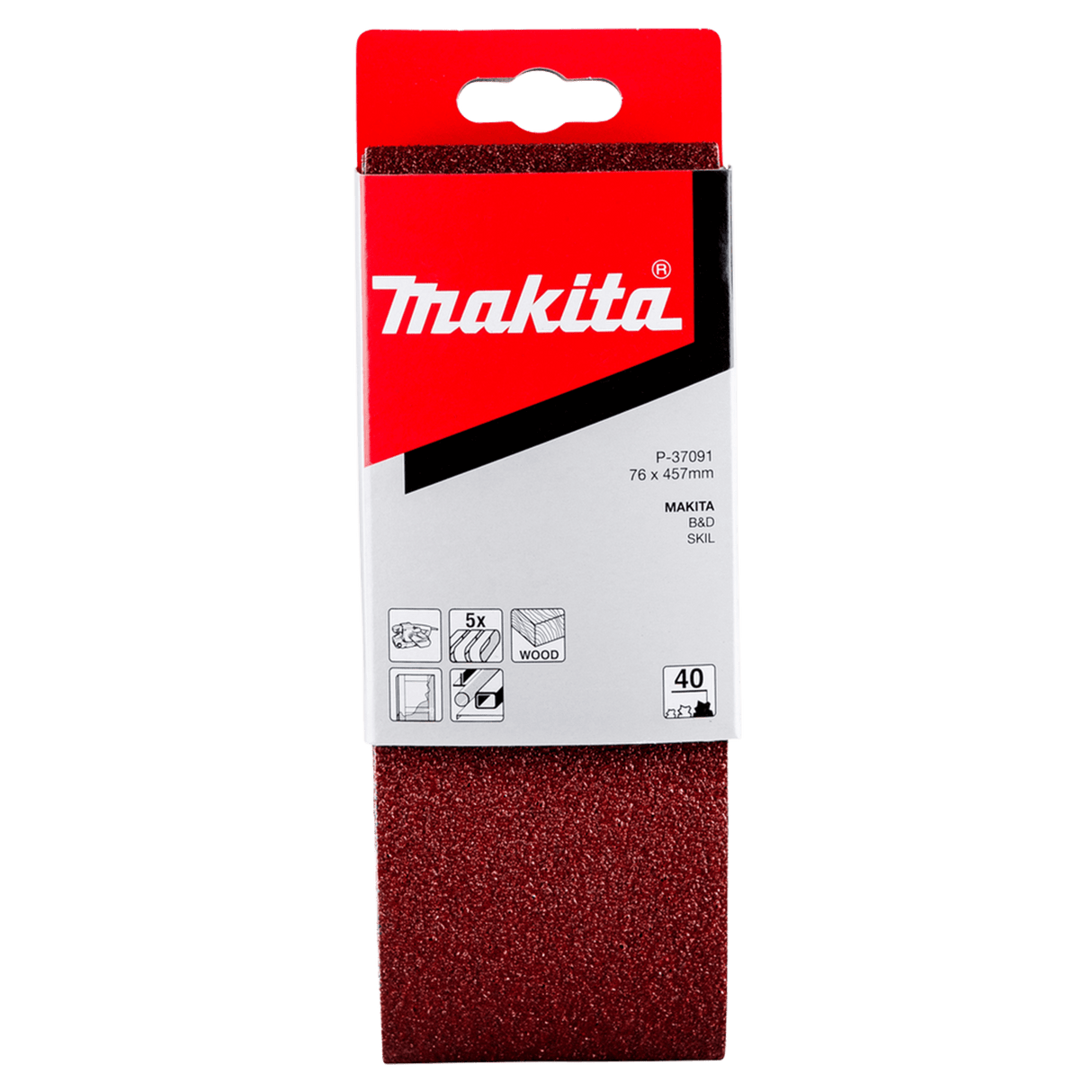 Makita Sanding Belt 40G 76 x 457mm Pack of 5