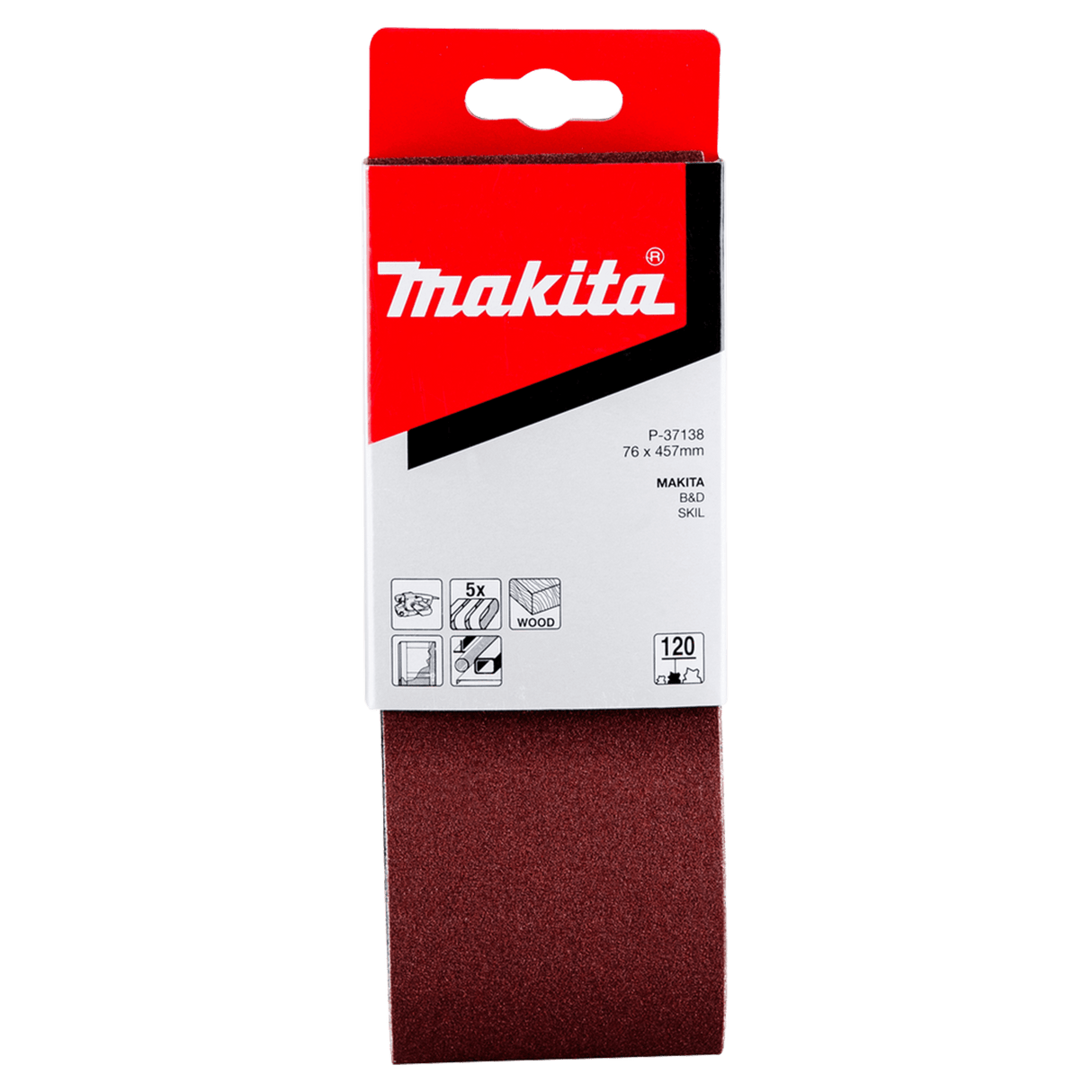 Makita Sanding Belt 120G 76 x 457mm Pack of 5