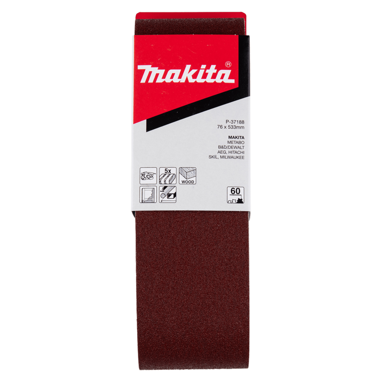 Makita Sanding Belt 60G 76 x 533mm Pack of 5