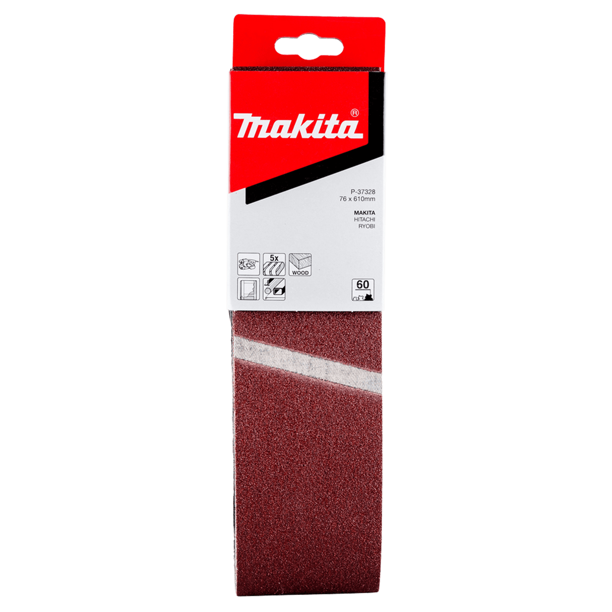 Makita Sanding Belt 60G 76 x 610mm Pack of 5