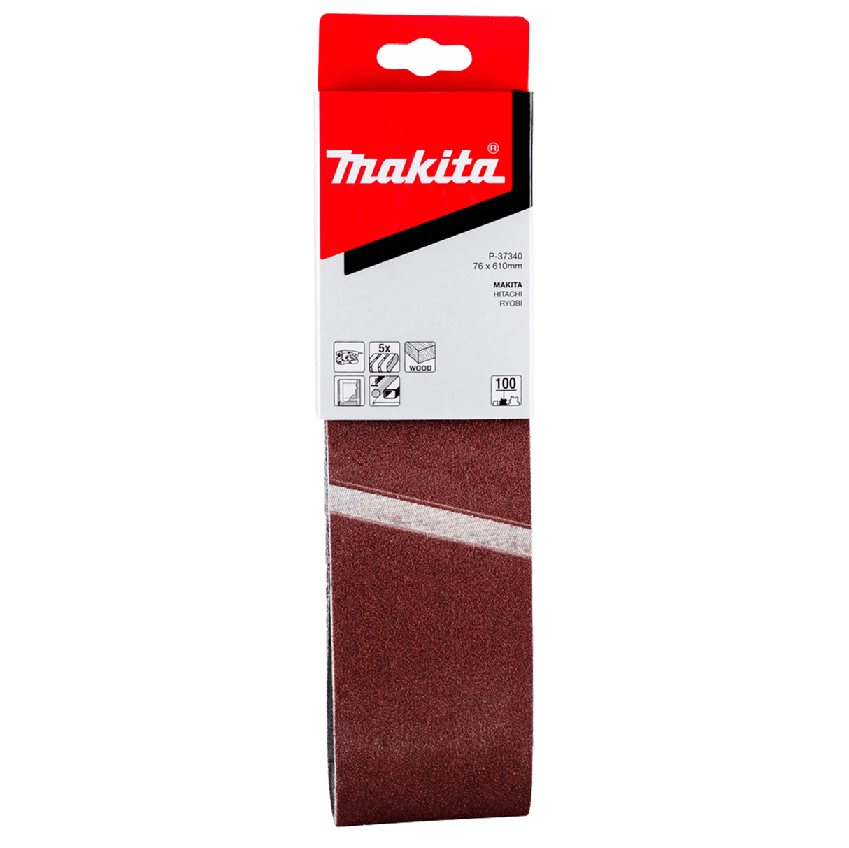 Makita Sanding Belt 100G 76 x 610mm Pack of 5