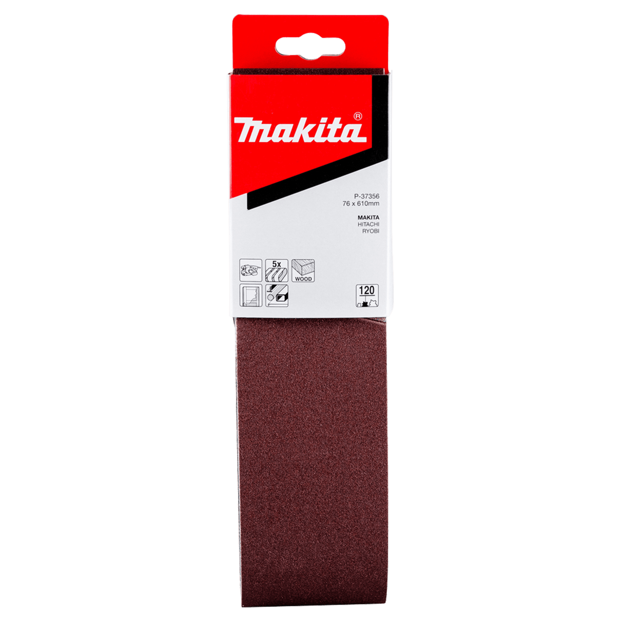 Makita Sanding Belt 120G 76 x 610mm Pack of 5