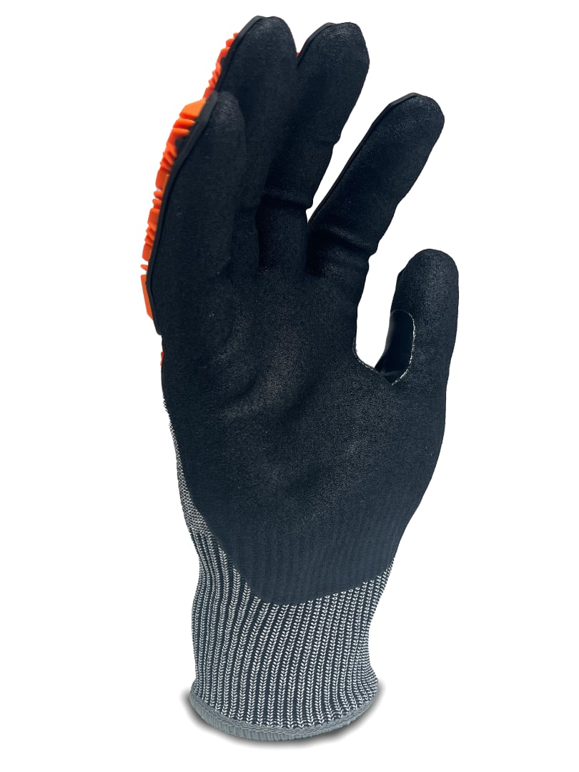 Duty Cut E Impact Nitrile Grip Gloves (Pair) - Orange/Black - XL